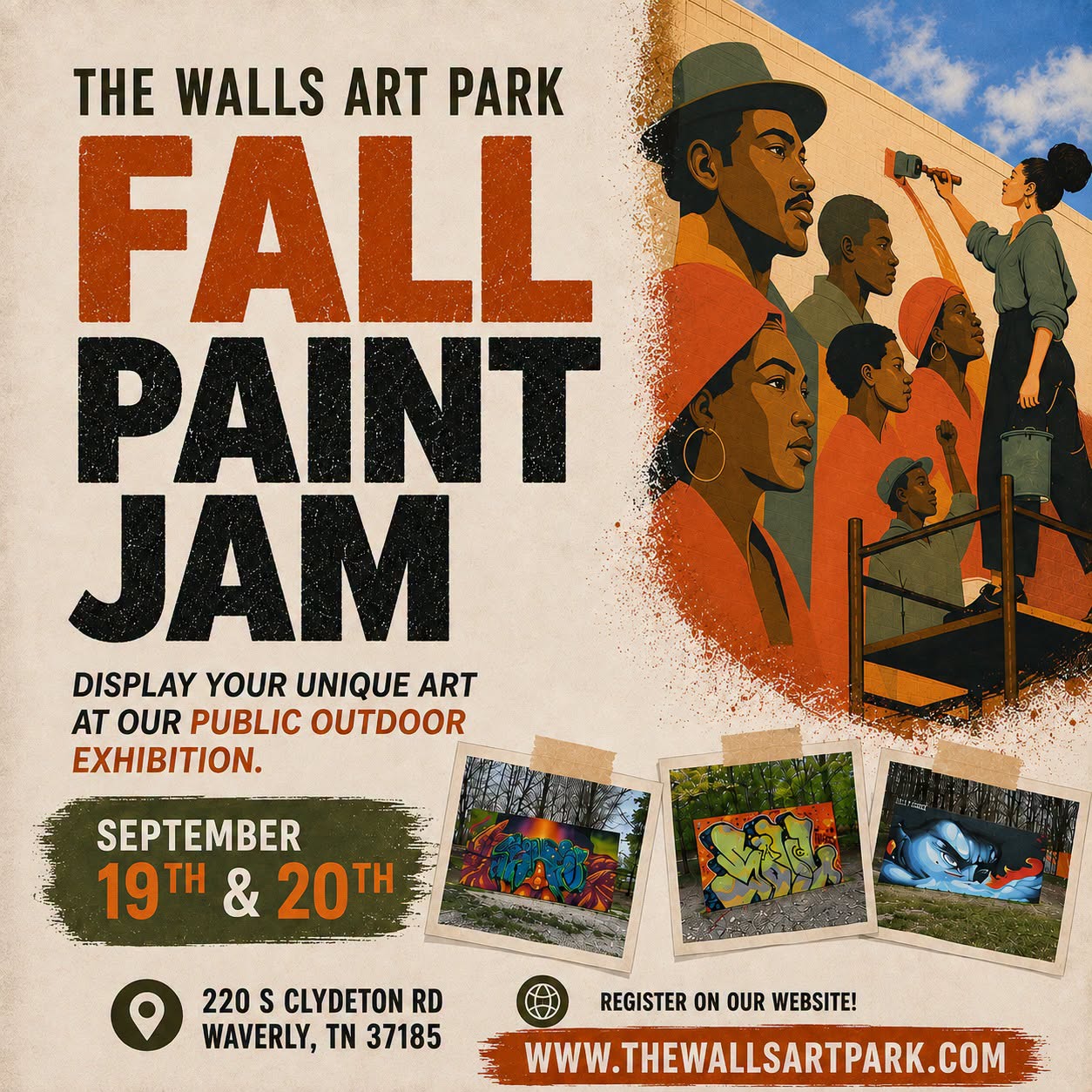 Colorful mural art at The Walls Art Park