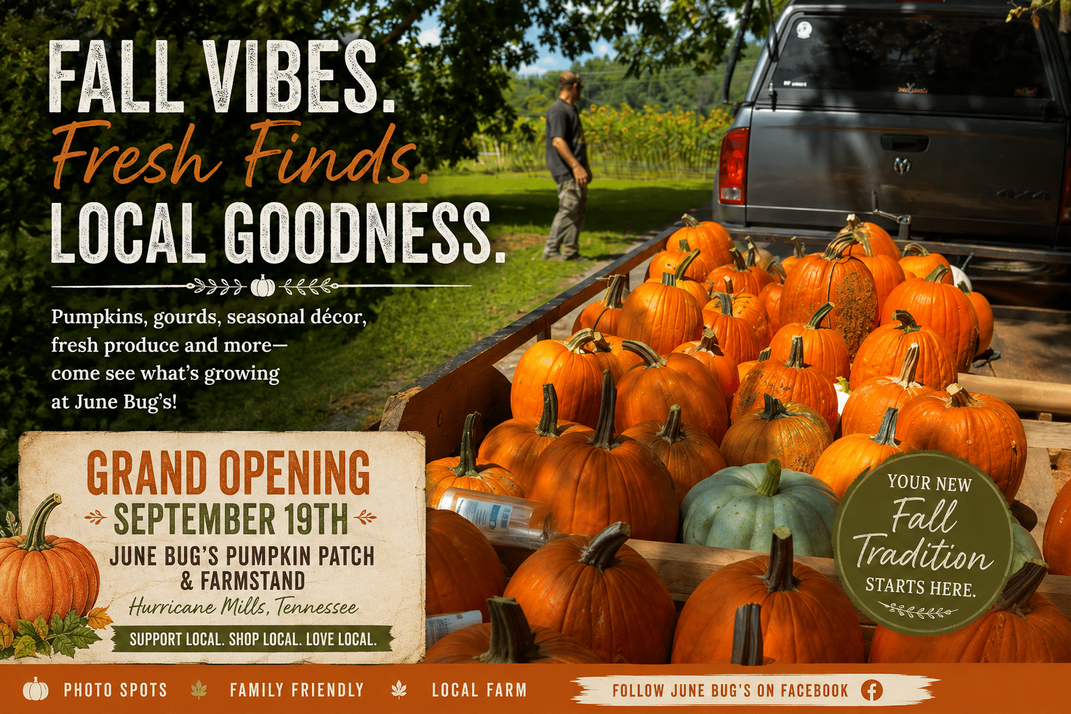 Pumpkins and fall scenery in Humphreys County